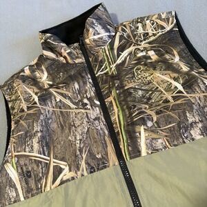 Ducks Unlimited Vest Men L Mossy Oak Fleece Reversible Shadow Grass Habitat Camo